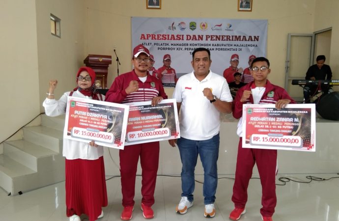 Atlet dan Pelatih Peraih Medali di Porprov, Peparda, Porsenitas Diguyur Bonus Puluhan Juta Dari Pemkab Majalengka